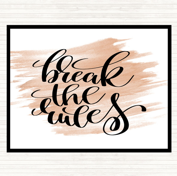 Watercolour Break Rules Quote Dinner Table Placemat