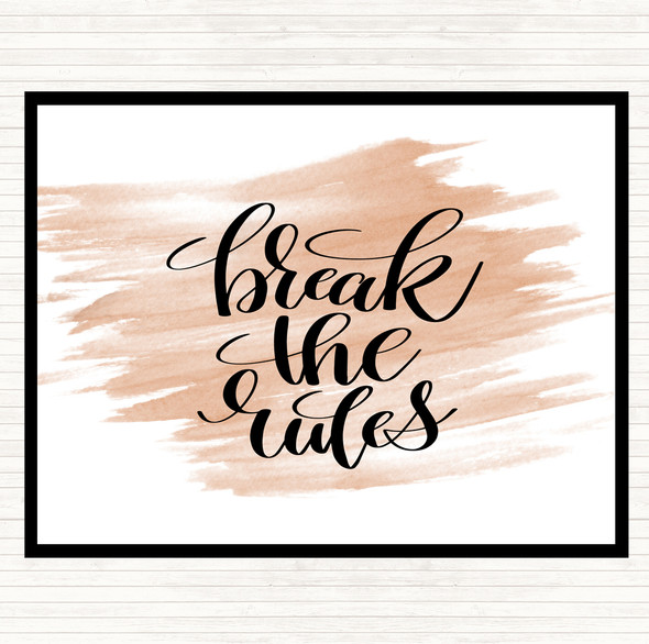 Watercolour Break The Rules Quote Mouse Mat Pad