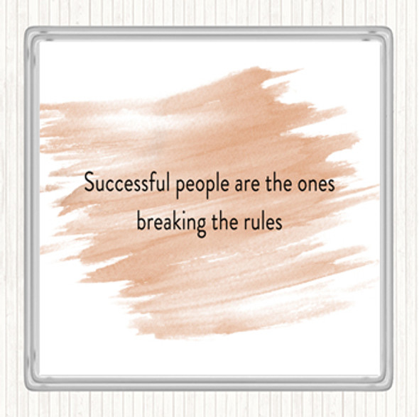 Watercolour Breaking The Rules Quote Drinks Mat Coaster