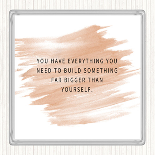 Watercolour Build Something Bigger Quote Drinks Mat Coaster
