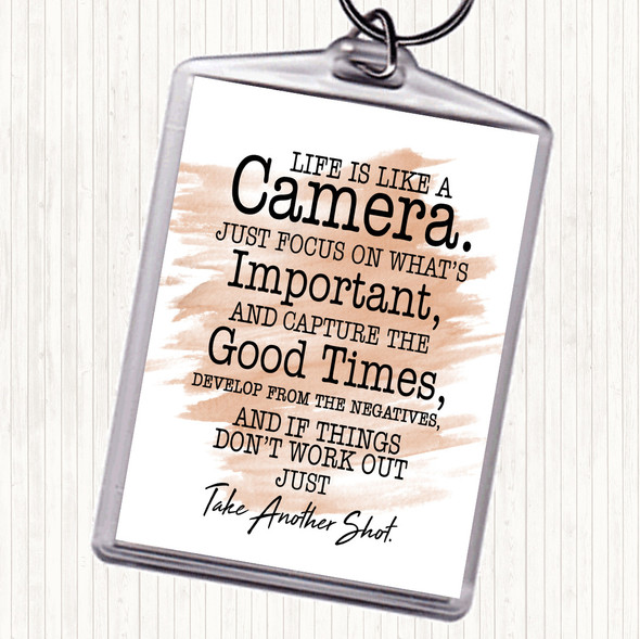 Watercolour Camera Quote Bag Tag Keychain Keyring