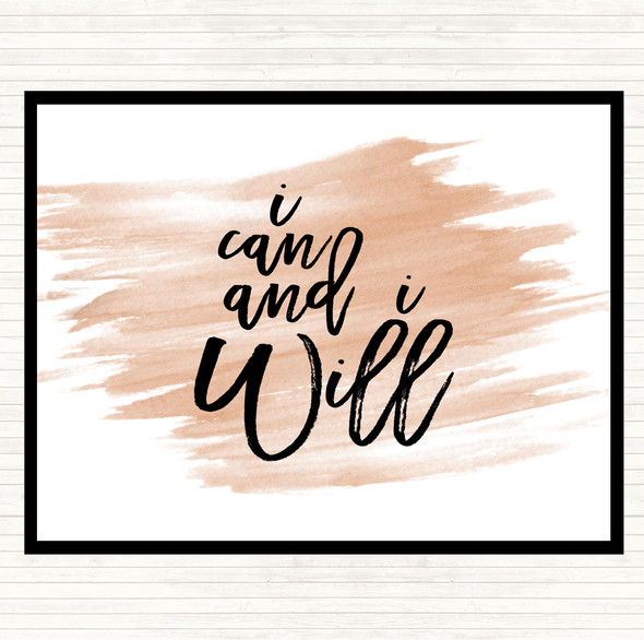 Watercolour Can And Will Quote Dinner Table Placemat