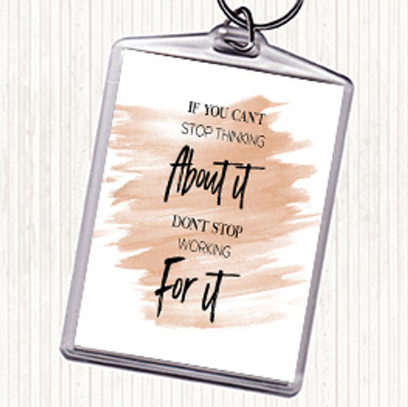 Watercolour Cant Stop Thinking Quote Bag Tag Keychain Keyring