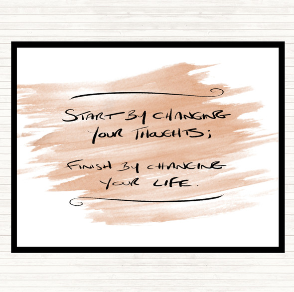 Watercolour Change Thoughts Quote Dinner Table Placemat