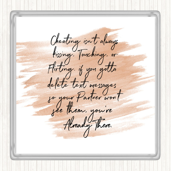 Watercolour Cheating Quote Drinks Mat Coaster