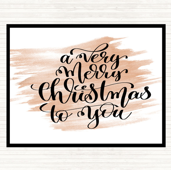 Watercolour Christmas A Very Merry Xmas Quote Mouse Mat Pad
