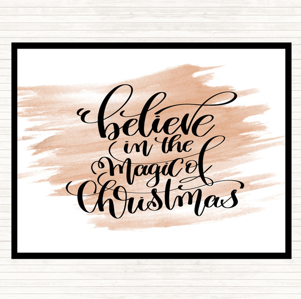 Watercolour Christmas Believe In Magic Xmas Quote Mouse Mat Pad