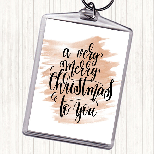 Watercolour Christmas Ha Very Merry Quote Bag Tag Keychain Keyring