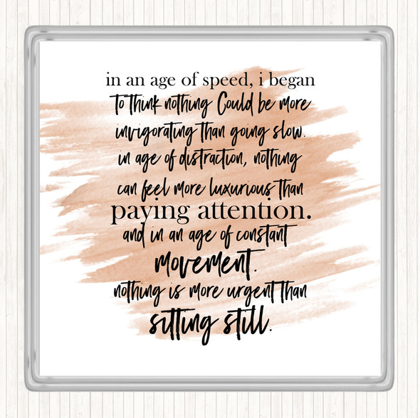 Watercolour Age Of Speed Quote Drinks Mat Coaster
