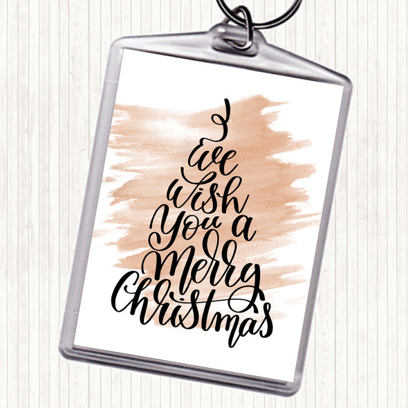 Watercolour Christmas I Wish You A Merry Xmas Quote Bag Tag Keychain Keyring