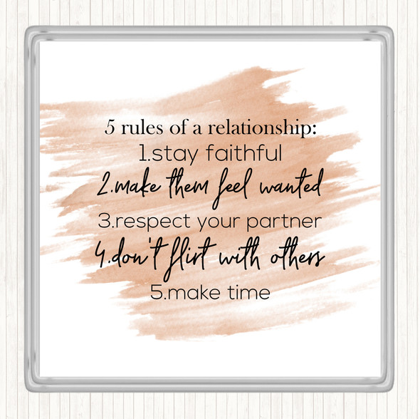 Watercolour 5 Rules Quote Drinks Mat Coaster