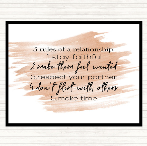 Watercolour 5 Rules Quote Dinner Table Placemat