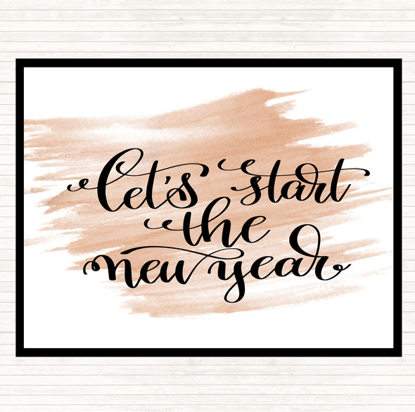 Watercolour Christmas Lets Start New Year Quote Dinner Table Placemat