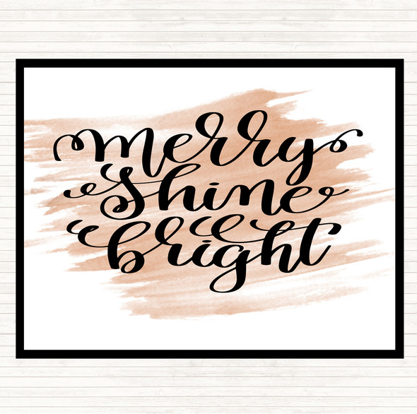 Watercolour Christmas Merry Shine Bright Quote Dinner Table Placemat