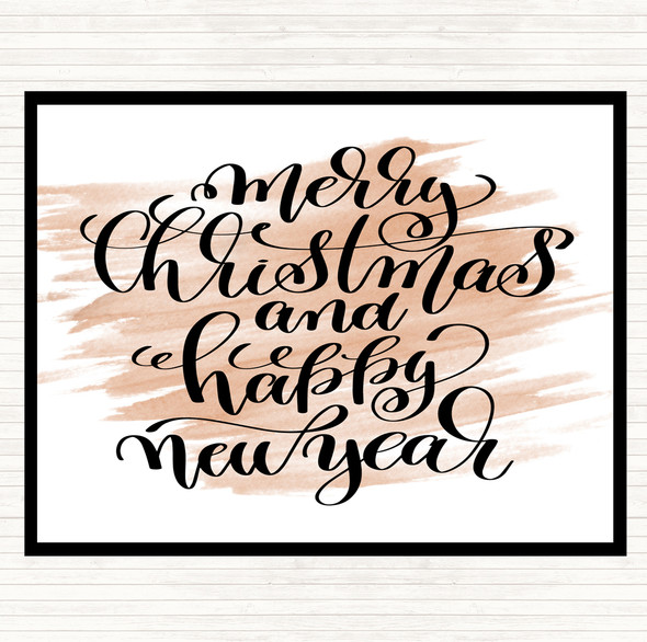 Watercolour Christmas Merry Xmas New Year Quote Dinner Table Placemat