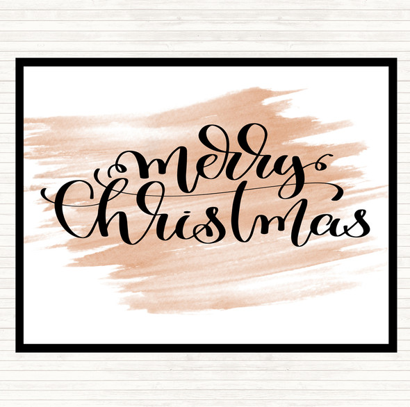 Watercolour Christmas Merry Xmas Quote Mouse Mat Pad