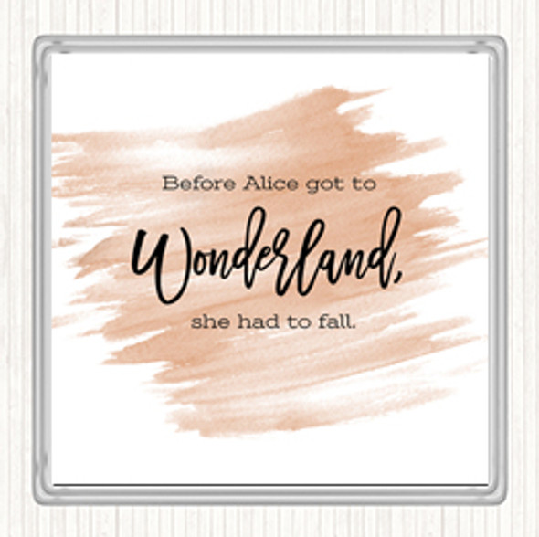 Watercolour Alice Fail Quote Drinks Mat Coaster