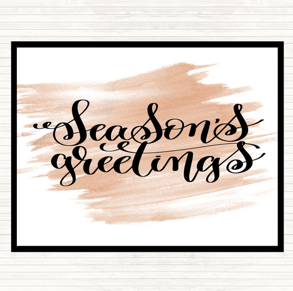 Watercolour Christmas Seasons Greetings Quote Dinner Table Placemat