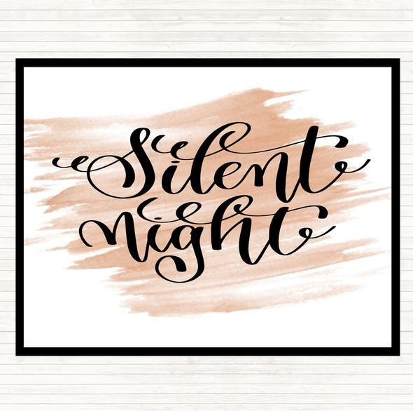 Watercolour Christmas Silent Night Quote Mouse Mat Pad