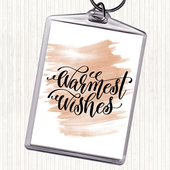 Watercolour Christmas Warmest Wishes Quote Bag Tag Keychain Keyring