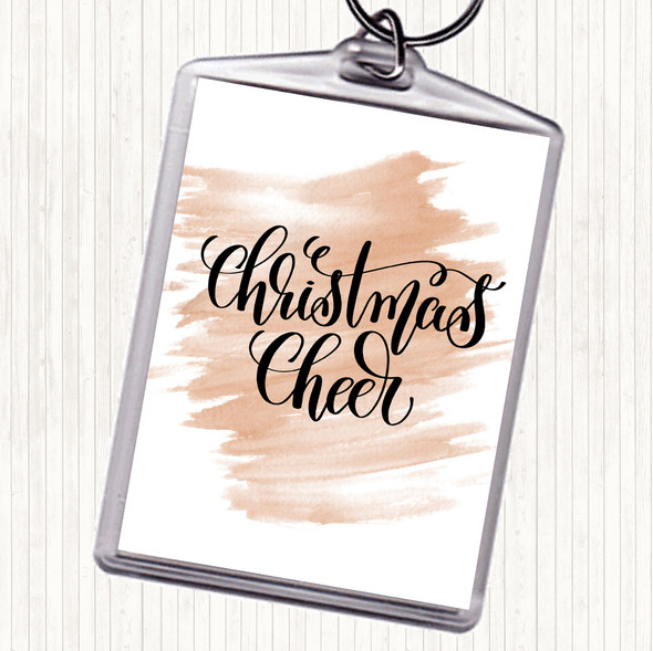 Watercolour Christmas Xmas Cheer Quote Bag Tag Keychain Keyring