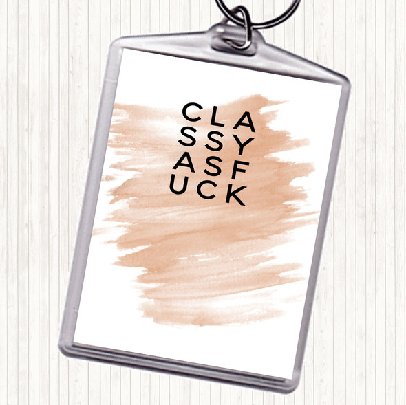 Watercolour Classy as f Quote Bag Tag Keychain Keyring