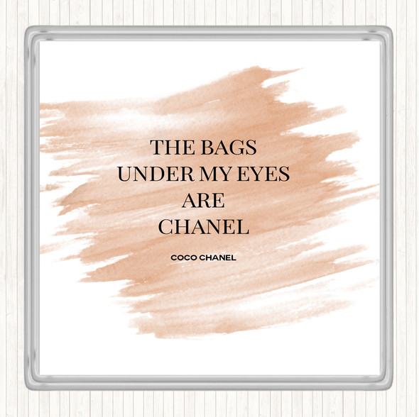 Watercolour Coco Chanel Bags Under My Eyes Quote Drinks Mat Coaster