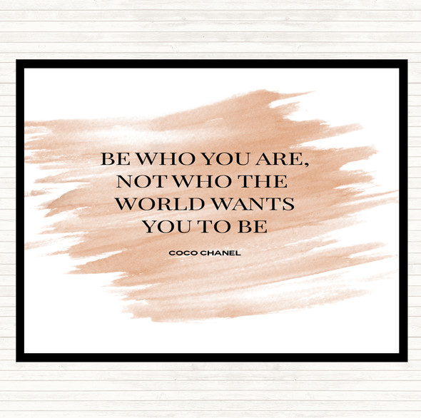 Watercolour Coco Chanel Be Who You Are Quote Dinner Table Placemat