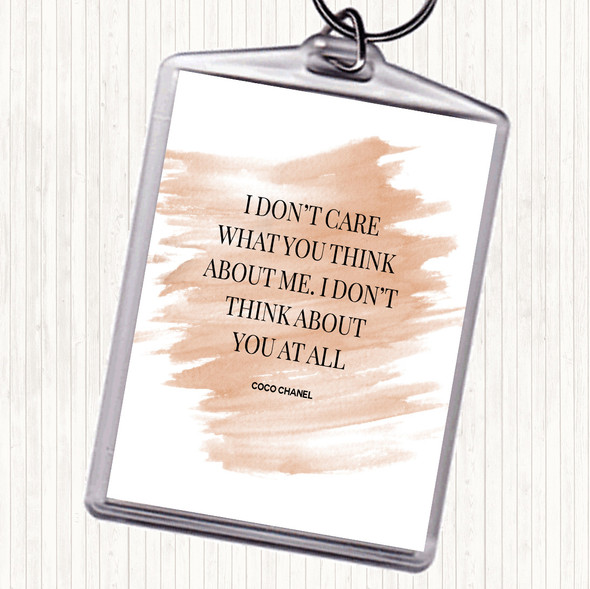 Watercolour Coco Chanel I Don't Care What You Think Quote Bag Tag Keychain Keyring