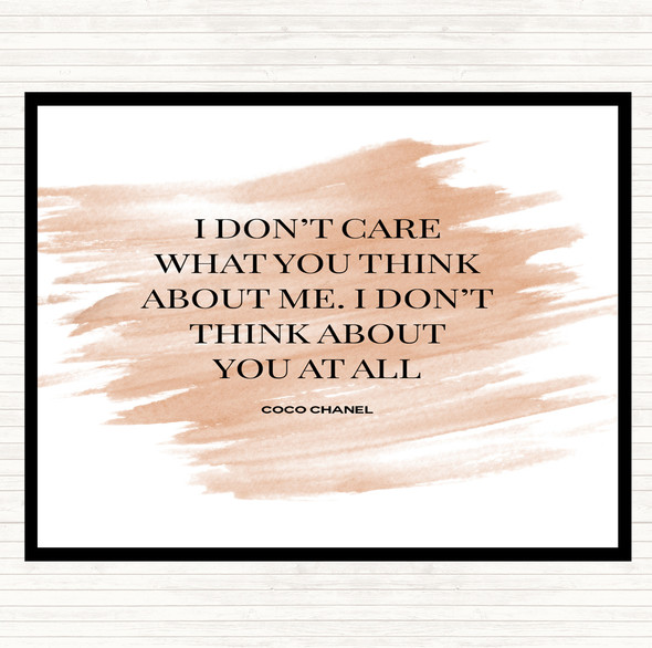 Watercolour Coco Chanel I Don't Care What You Think Quote Dinner Table Placemat