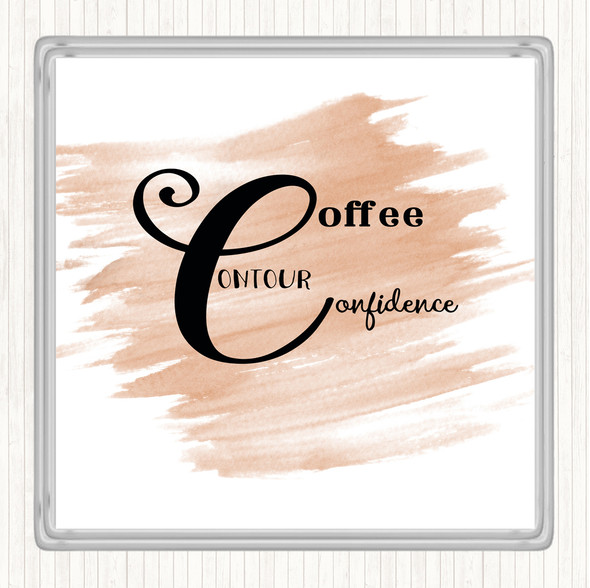 Watercolour Coffee  Confidence Quote Drinks Mat Coaster