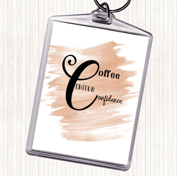 Watercolour Coffee  Confidence Quote Bag Tag Keychain Keyring