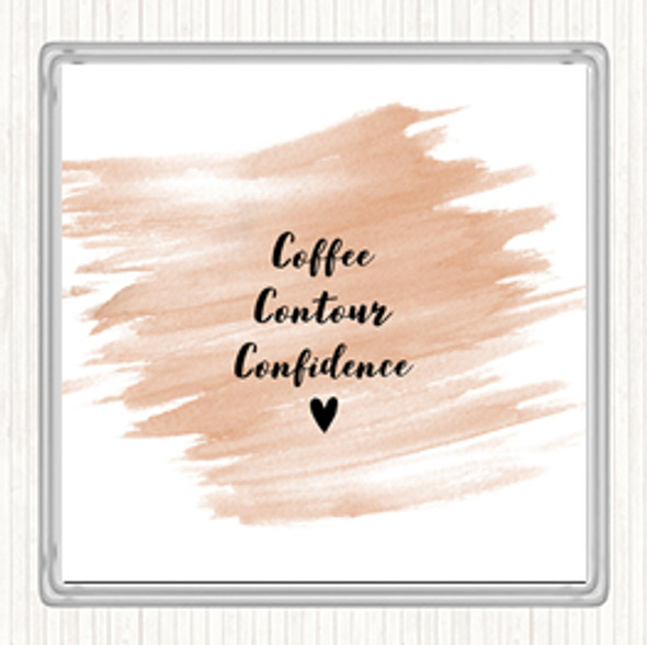 Watercolour Coffee Contour Confidence Quote Drinks Mat Coaster