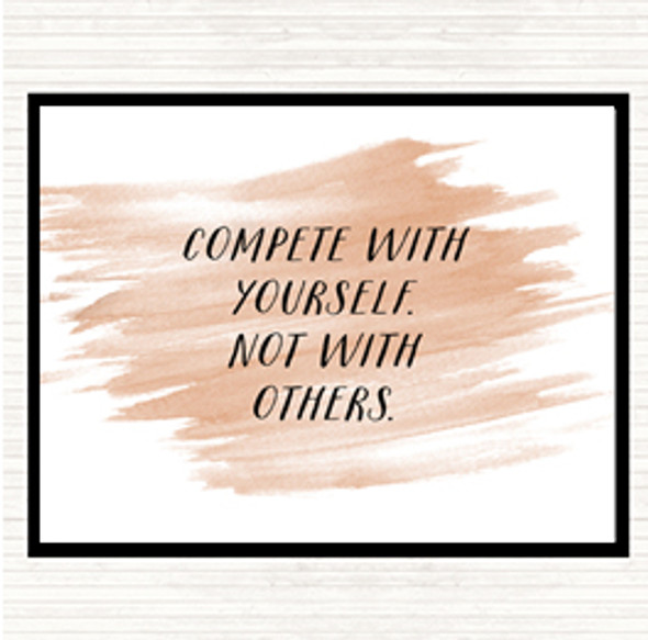 Watercolour Compete With Yourself Quote Mouse Mat Pad