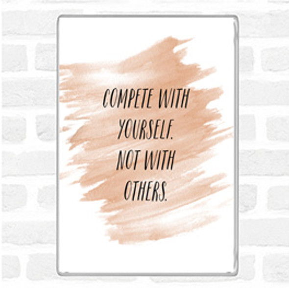 Watercolour Compete With Yourself Quote Jumbo Fridge Magnet