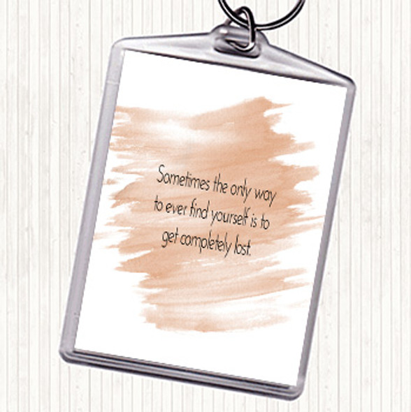 Watercolour Completely Lost Quote Bag Tag Keychain Keyring