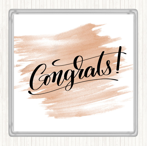 Watercolour Congrats Quote Drinks Mat Coaster