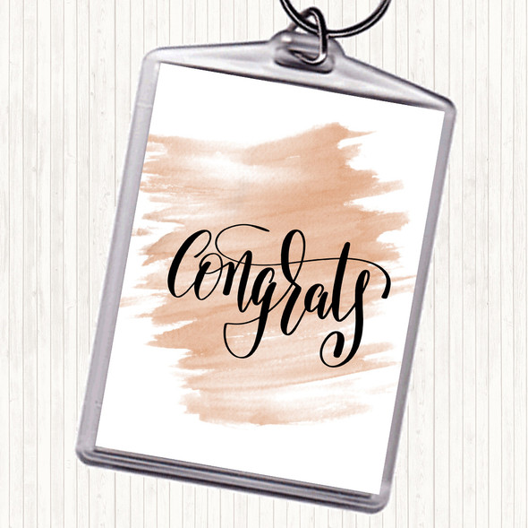 Watercolour Congratulations Quote Bag Tag Keychain Keyring