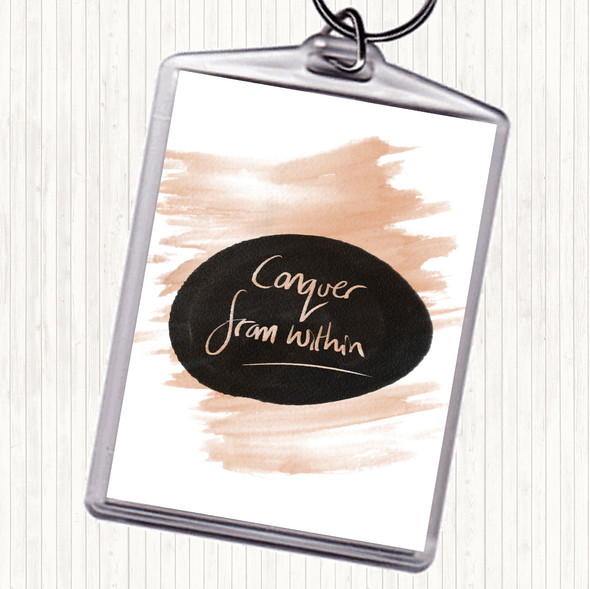 Watercolour Conquer From Within Quote Bag Tag Keychain Keyring