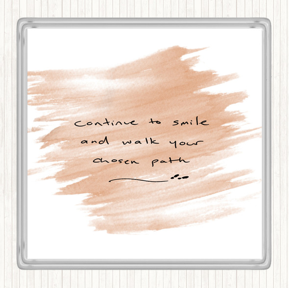 Watercolour Continue To Smile Quote Drinks Mat Coaster