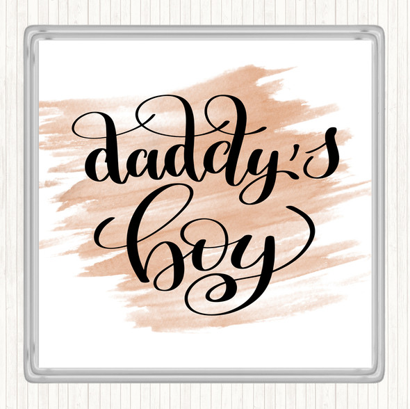 Watercolour Daddy's Boy Quote Drinks Mat Coaster