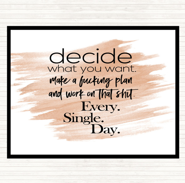 Watercolour Decide What You Want Quote Dinner Table Placemat