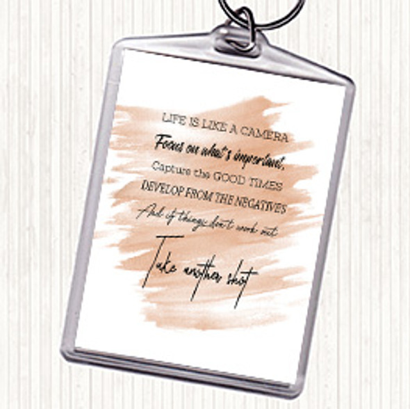 Watercolour Develop From Negatives Quote Bag Tag Keychain Keyring
