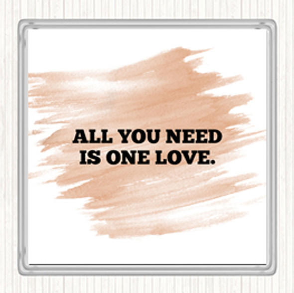 Watercolour All You Need Is One Love Quote Drinks Mat Coaster