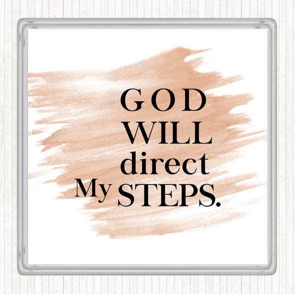 Watercolour Direct My Steps Quote Drinks Mat Coaster