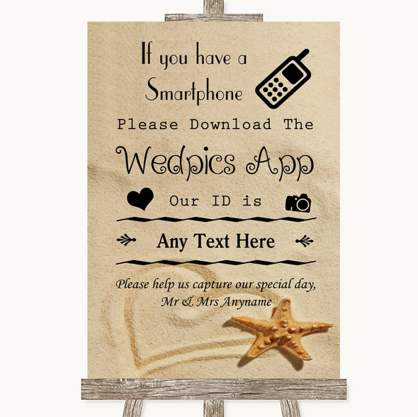 Sandy Beach Wedpics App Photos Personalised Wedding Sign