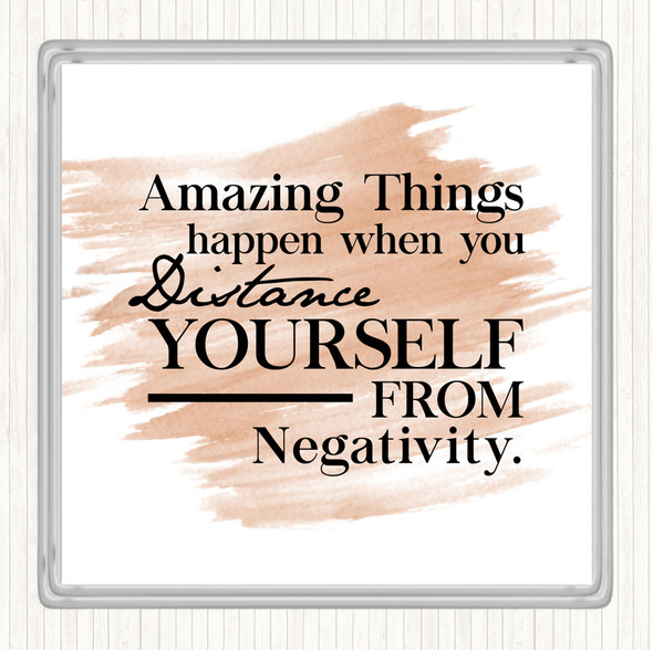 Watercolour Distance Yourself From Negativity Quote Drinks Mat Coaster