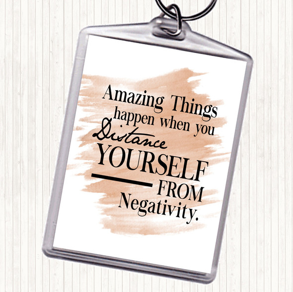 Watercolour Distance Yourself From Negativity Quote Bag Tag Keychain Keyring