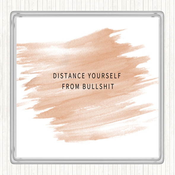Watercolour Distance Yourself Quote Drinks Mat Coaster