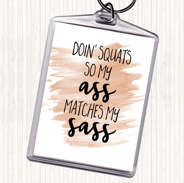 Watercolour Doin Squats Quote Bag Tag Keychain Keyring